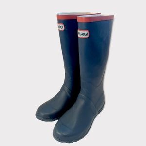 Primigi Sport Kids Tall Rain Boots Navy Blue, Red and White Sz 34